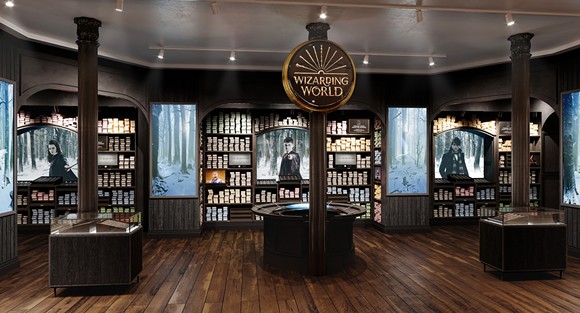 A wand display at <a href='http://www.movierental.com/link/potter'>Harry Potter</a> New York. The store sells multiple wands, including unique designs only available at this location. - IMAGE VIA <a href='http://www.movierental.com/link/potter'>Harry Potter</a> NEW YORK | FACEBOOK