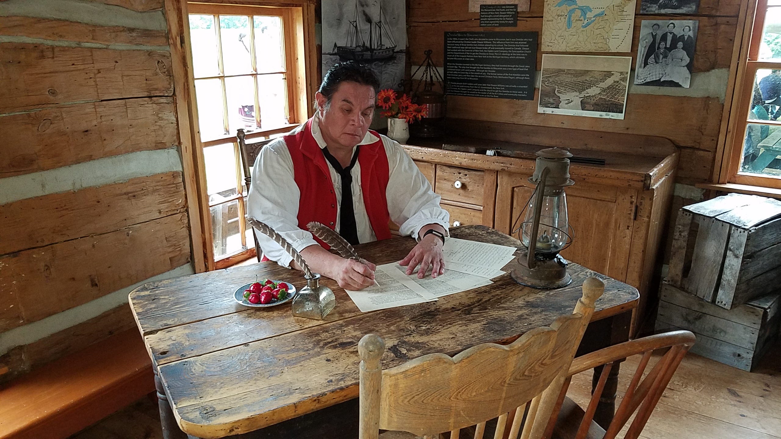 Christopher Powless reenacts the role of his ancestor, Daniel Bread, who played an important role during the Oneida Nation's move to Wisconsin in 1821.