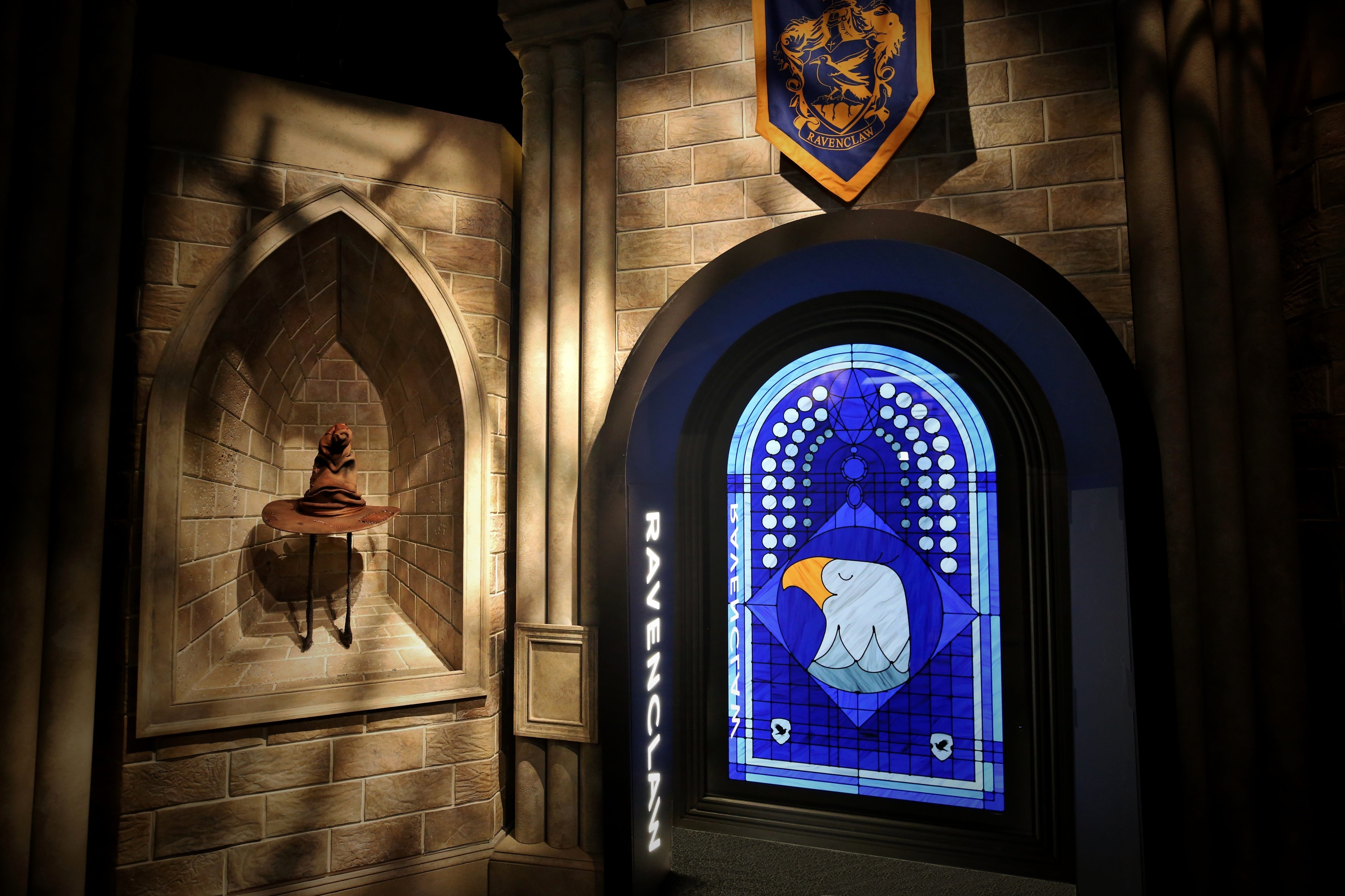 <a href='http://www.movierental.com/link/potter'>Harry Potter</a>: The Exhibition opens Feb. 18 at The Franklin Institute. A Hogwarts Houses gallery will be featured, including this area with a newly designed Ravenclaw crest.