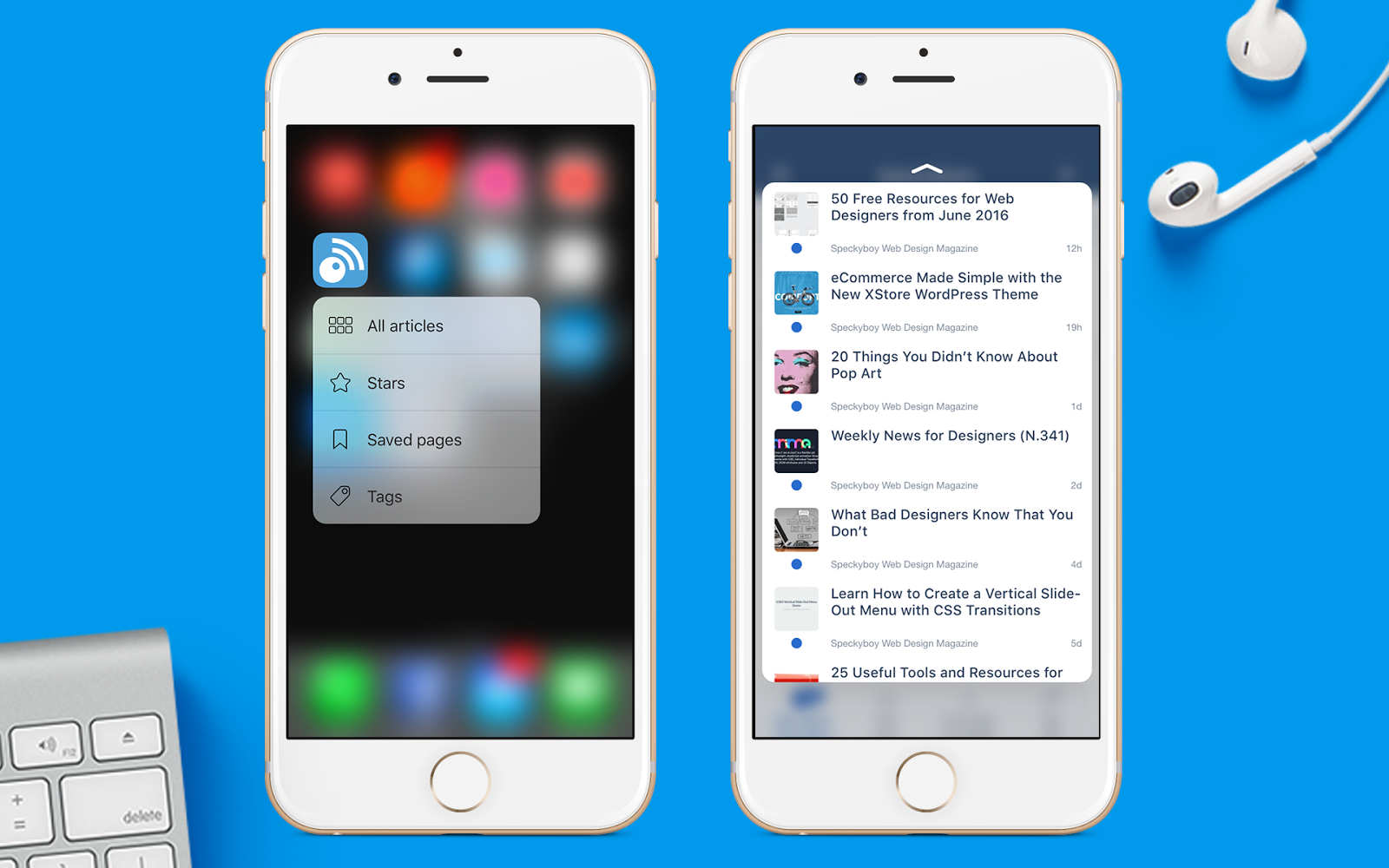 Inoreader has apps for IOS and Android.