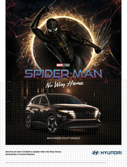 A poster promotes the Hyundai Tucson and the Spider-Man: No Way Home movie. (Hyundai / Sony Pictures)