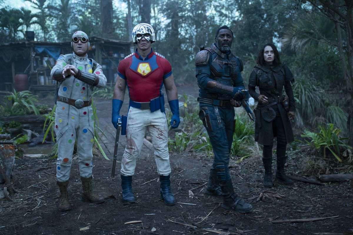 Polka Dot Man, Taskmaster, Bloodsport, and Ratcatcher in The Suicide Squad 2021